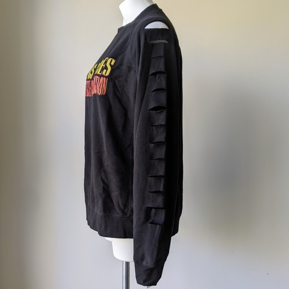 Guns N' Roses Graphic Distressed Cut-Out Sweatshirt, Black L NWT - Picture 5 of 7